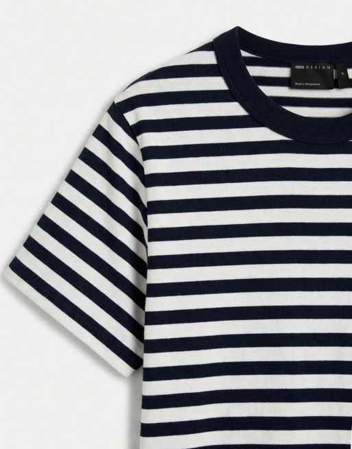 ASOS DESIGN - Marineblå kraftig T-shirt med striber i regular fit, 9 af 9