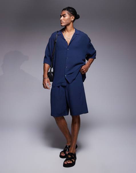 ASOS DESIGN - Marineblå lange shorts - Del af sæt - view 1