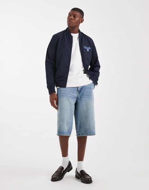 ASOS DESIGN - Marineblå let bomber-jakke med print, 2 af 5