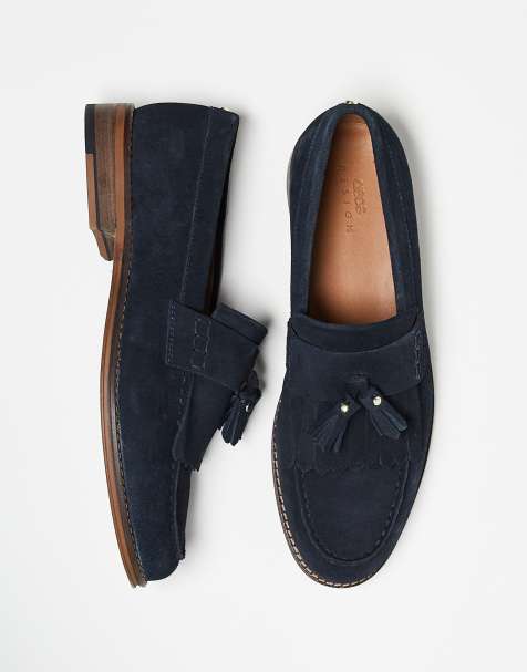 ASOS DESIGN - Marineblå loafers med frynser i ruskind - view 1