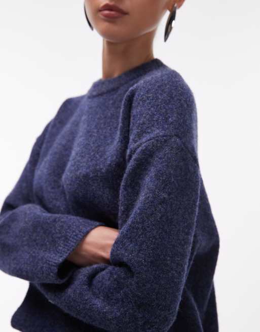 ASOS DESIGN - Marineblå longline-trøje med rund hals , 2 af 4