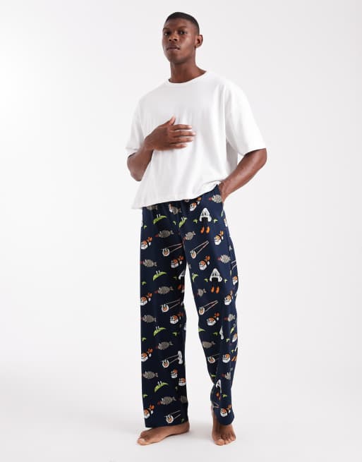 ASOS DESIGN - Marineblå loungebukser med sushi-grafik, 2 af 4