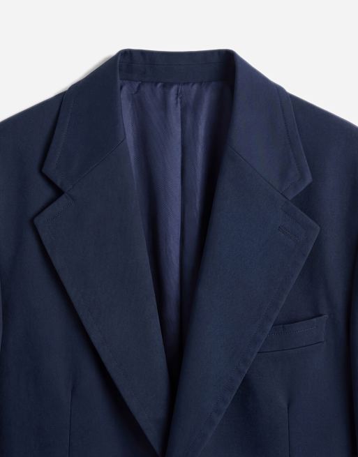 ASOS DESIGN - Marineblå løstsiddende blazer i bomuldstwill, 8 af 12
