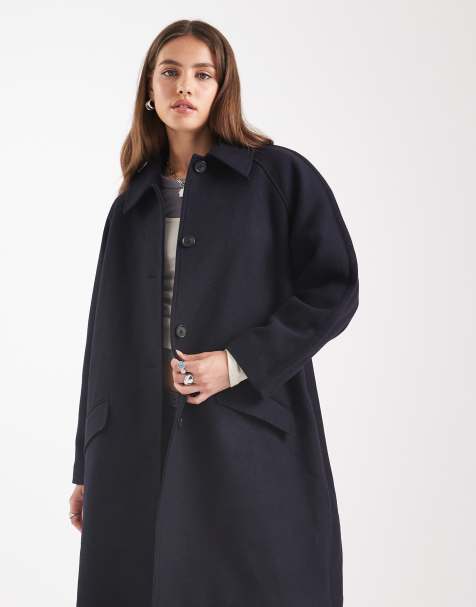 ASOS DESIGN - Marineblå mellemlang bilfrakke med vatteret for - view 1