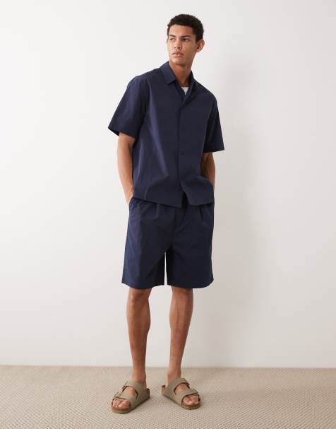 ASOS DESIGN - Marineblå mellemlange jorts i tech-stof - Del af sæt - view 1