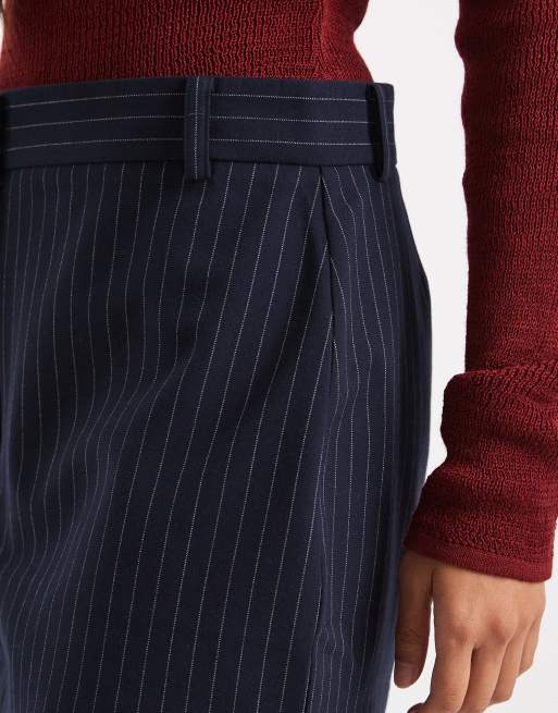 ASOS DESIGN - Marineblå mininederdel med nålestriber, 2 af 5