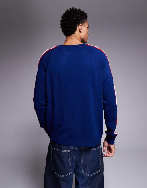 ASOS DESIGN - Marineblå og afslappet striktrøje med rund hals og "95"-grafik, 3 af 5