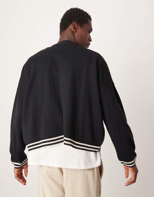 ASOS DESIGN - Marineblå og ekstremt oversized cardigan i kabelstrik med kantbånd, 2 af 4