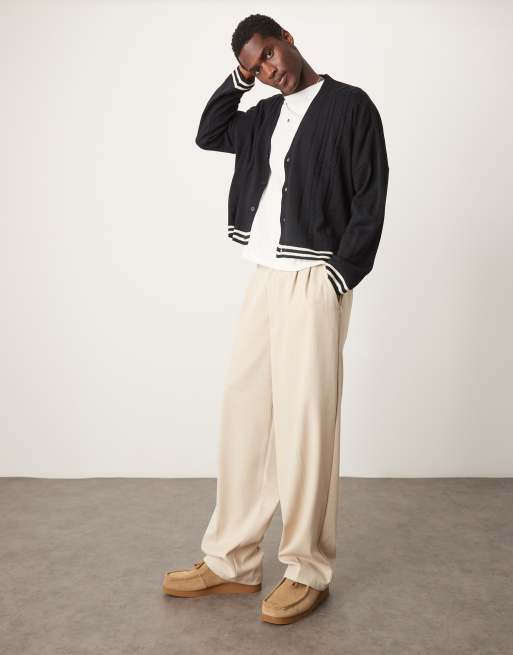 ASOS DESIGN - Marineblå og ekstremt oversized cardigan i kabelstrik med kantbånd, 3 af 4