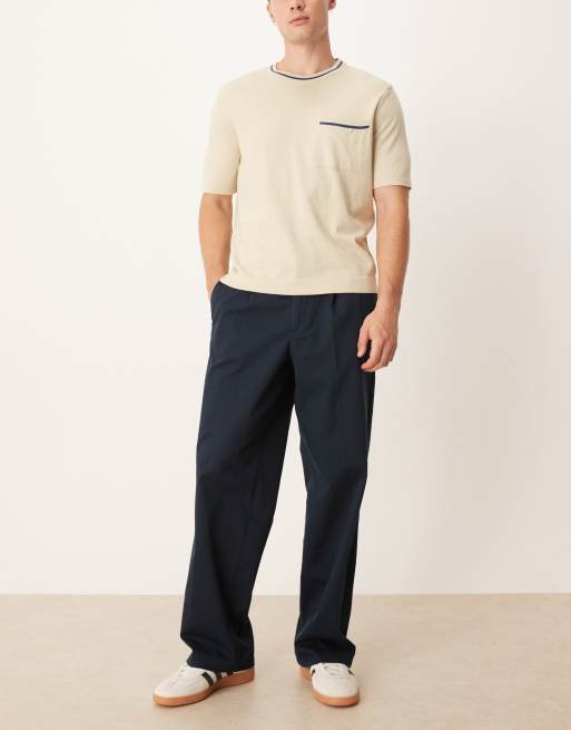 ASOS DESIGN - Marineblå og elegante bukser med vide ben og plisseringer, 2 af 5