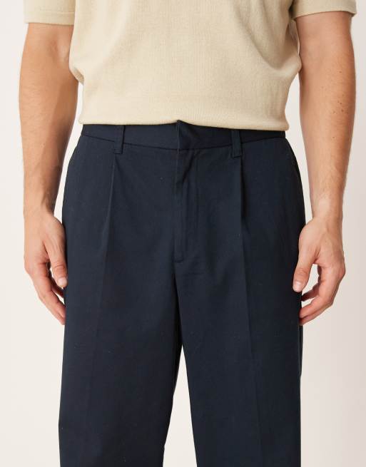 ASOS DESIGN - Marineblå og elegante bukser med vide ben og plisseringer, 4 af 5