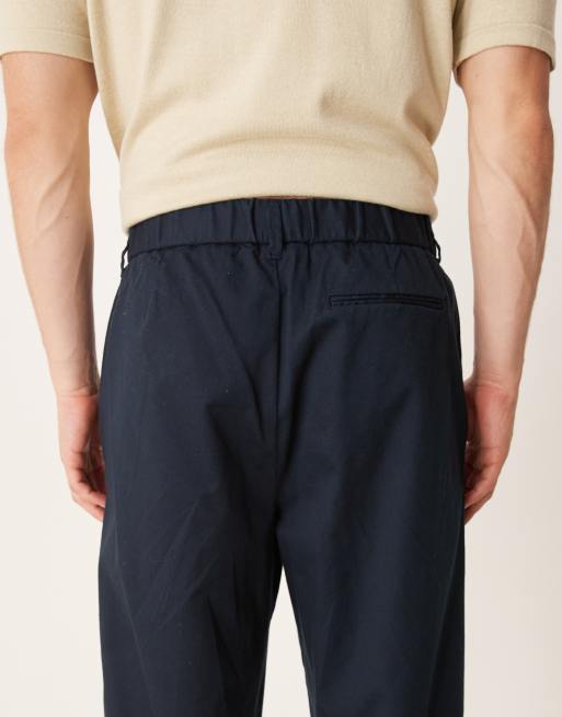 ASOS DESIGN - Marineblå og elegante bukser med vide ben og plisseringer, 5 af 5