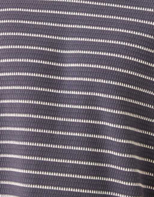  ASOS DESIGN - Marineblå og hvid T-shirt med striber i kraftigt materiale med tekstur  , 5 af 5