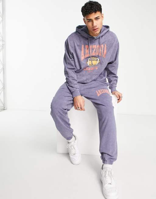 ASOS DESIGN - Marineblå oversized hættetrøje i vintage vask med Arizona college-print - Del af sæt, 3 af 4