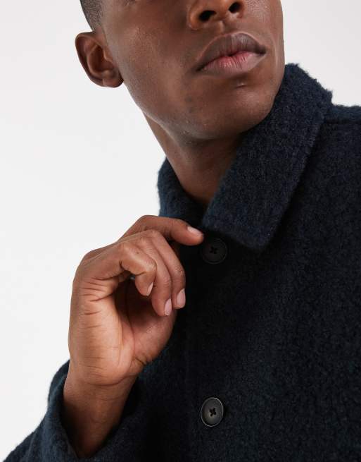 ASOS DESIGN - Marineblå oversized jakke i bouclé med uldlook, 5 af 5