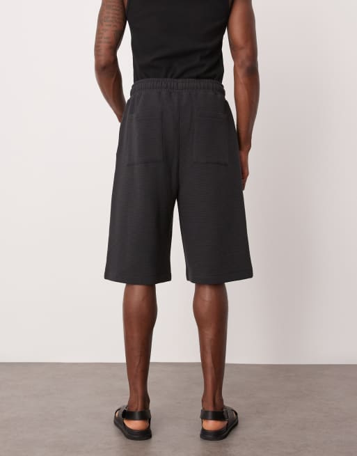 ASOS DESIGN - Marineblå oversized lange shorts med tekstur, 3 af 5