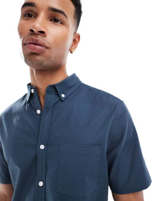 ASOS DESIGN - Marineblå Oxford-skjorte med stretch i Slim Fit, 2 af 4