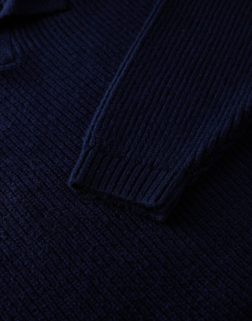ASOS DESIGN - Marineblå patentstrikket super-oversized trøje med hakrevers i firkantet pasform, 5 af 5