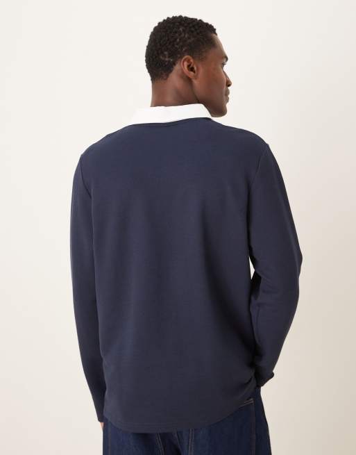 ASOS DESIGN - Marineblå polotrøje i pique med krave i kontrast , 3 af 5