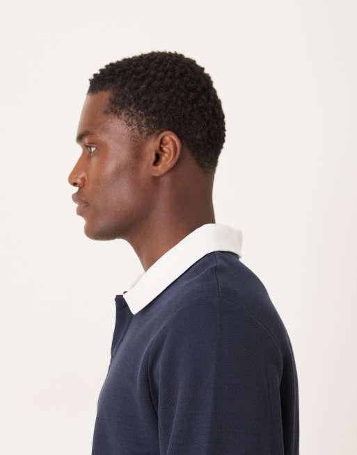 ASOS DESIGN - Marineblå polotrøje i pique med krave i kontrast , 4 af 5