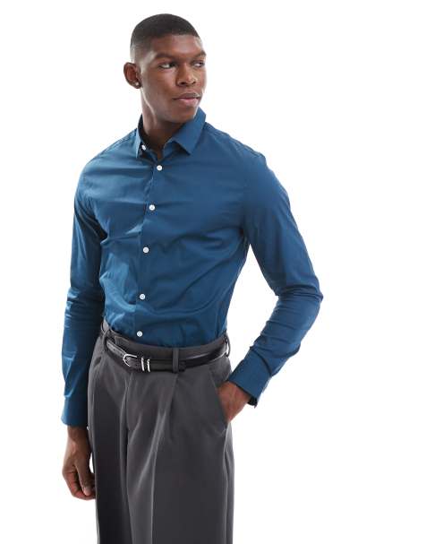 ASOS DESIGN - Marineblå poplin-skjorte i skinny fit - view 1