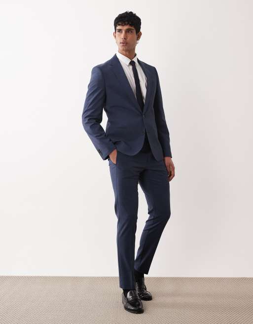 ASOS DESIGN - Marineblå skinny-habitjakke i vaskbar uld, 2 af 5
