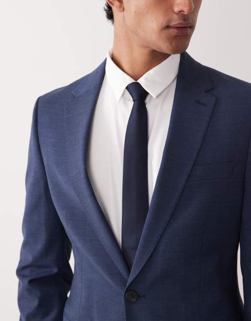 ASOS DESIGN - Marineblå skinny-habitjakke i vaskbar uld, 5 af 5