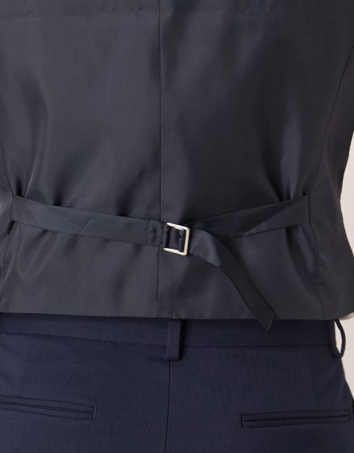 ASOS DESIGN - Marineblå skinny-habitvest med sildebensmønster i flonel, 5 af 5