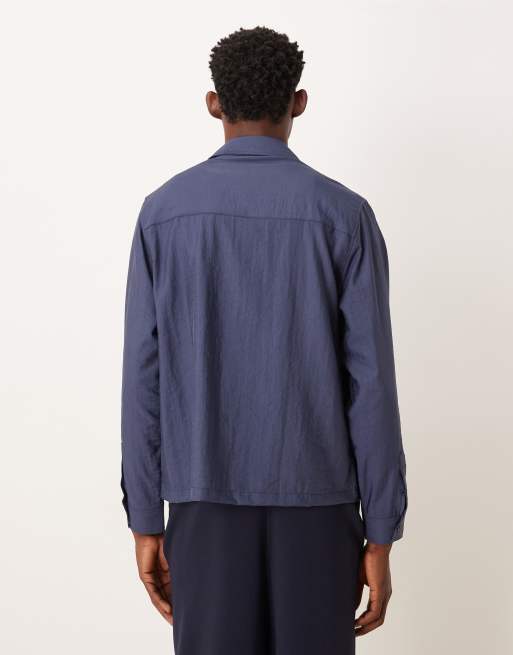 ASOS DESIGN - Marineblå skjorte med lommedetalje i bomuld i afslappet pasform, 3 af 5