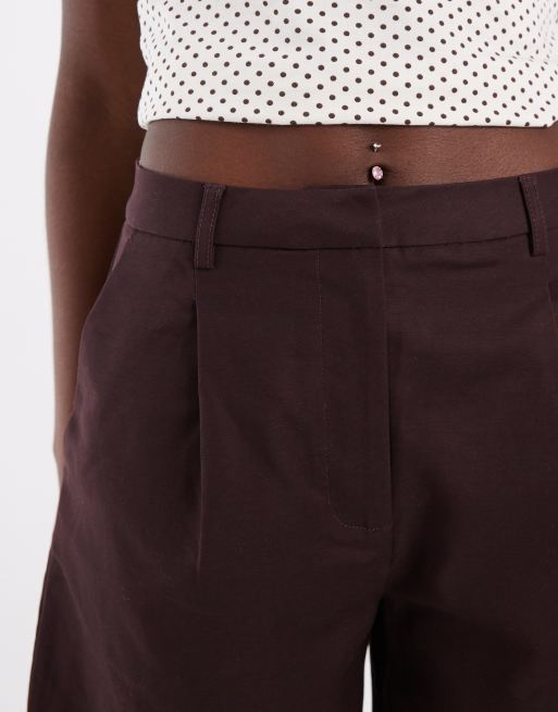 ASOS DESIGN - Marineblå skræddersyede bukser med tøndeformede ben i bomuldssatin, 5 af 5