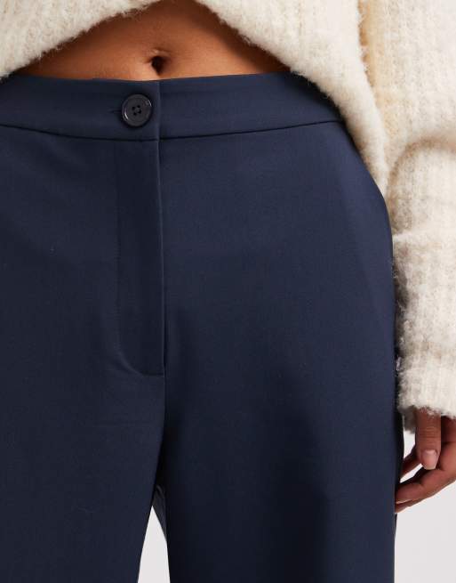 ASOS DESIGN - Marineblå, skræddersyede og afslappede bukser med lige ben, 3 af 5