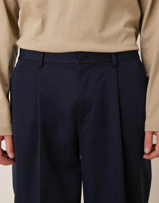 ASOS DESIGN - Marineblå skræddersyede oversized bukser med tapered ben og elastisk talje, 4 af 5