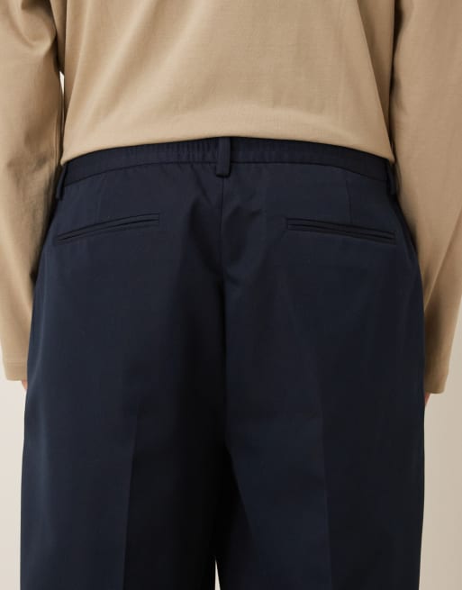 ASOS DESIGN - Marineblå skræddersyede oversized bukser med tapered ben og elastisk talje, 5 af 5
