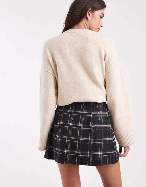ASOS DESIGN - Marineblå skræddersyet mininederdel med plisseringer og tern, 4 af 5