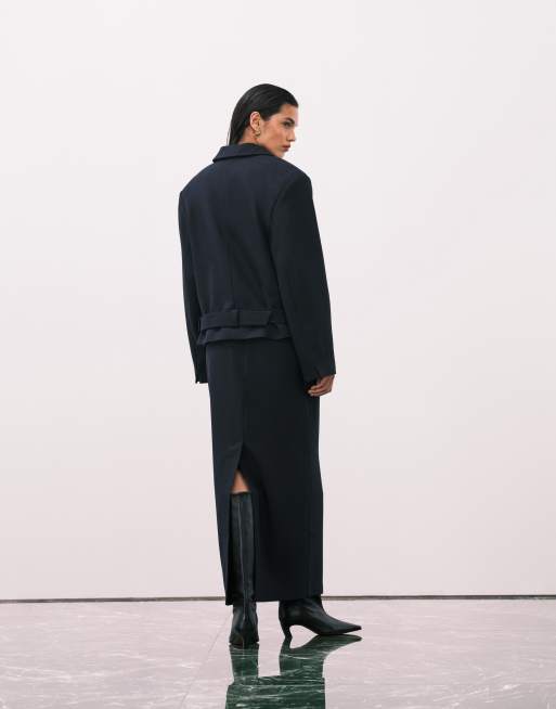 ASOS DESIGN - Marineblå skræddersyet pencil-midinederdel - Del af sæt, 3 af 5