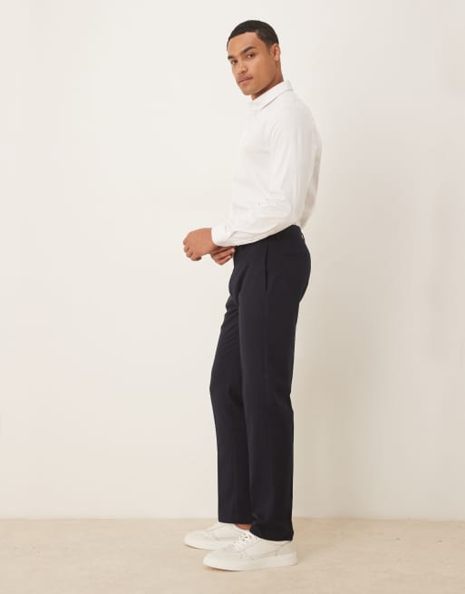 ASOS DESIGN - Marineblå slim-habitbukser i flonel, 3 af 5
