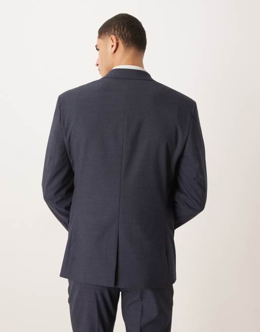ASOS DESIGN - Marineblå slim-habitjakke med mikrotekstur, 3 af 5