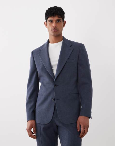 ASOS DESIGN - Marineblå smal habitjakke i tweed- og uldblanding - view 1
