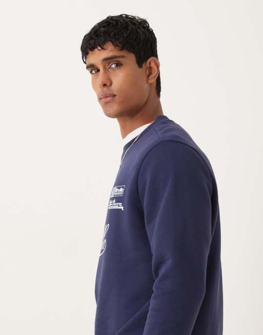 ASOS DESIGN - Marineblå standard fit-sweatshirt med sportsprint på brystet, 4 af 5