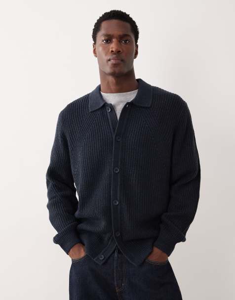 ASOS DESIGN - Marineblå strikket afslappet cardigan med gennemgående knapper - view 1