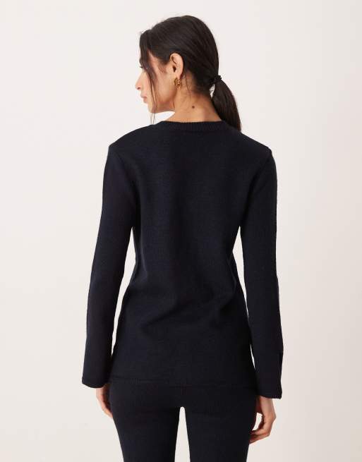 ASOS DESIGN - Marineblå struktureret longline cardigan med rund hals - Del af sæt, 4 af 4