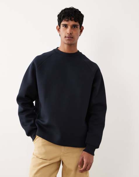 ASOS DESIGN - Marineblå sweatshirt i kraftigt materiale - view 1