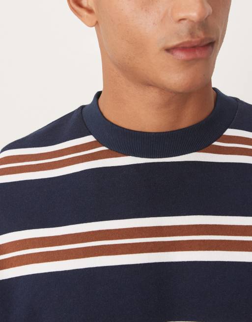 ASOS DESIGN - Marineblå sweatshirt med rund hals og nålestriber i afslappet pasform, 5 af 5