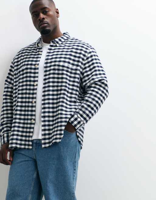 ASOS DESIGN - Marineblå ternet overskjorte med patch-lommer, 2 af 5