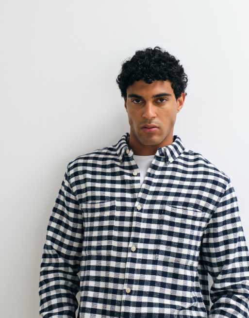ASOS DESIGN - Marineblå ternet overskjorte med patch-lommer, 4 af 5