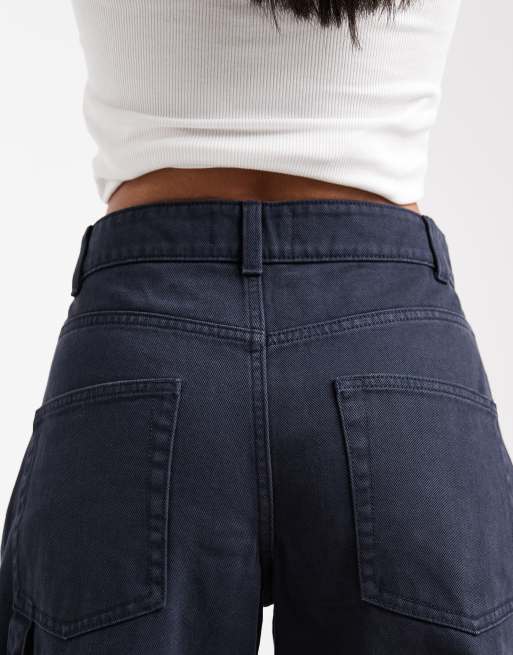 ASOS DESIGN - Marineblå utility-jeans med tøndeformede ben og cargo-lommer - Del af sæt, 5 af 5