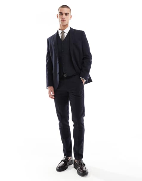ASOS DESIGN - Marineblåt skinny-jakkesæt i uldblanding - view 1