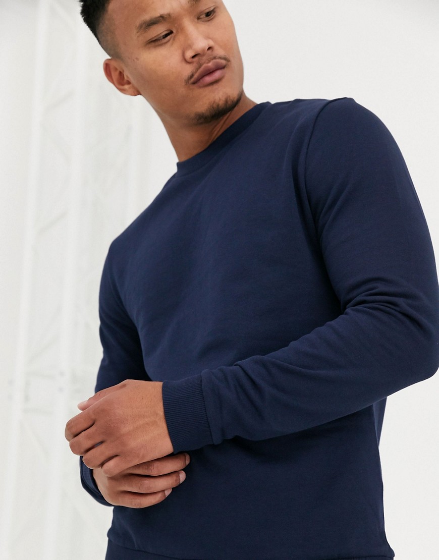 asos design -  – Marineblaues Sweatshirt aus Bio-Baumwolle