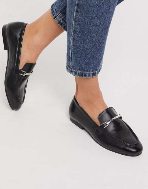 Asos black 2024 leather loafers