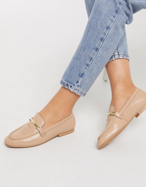 ASOS DESIGN Mariot leather chain loafers in taupe